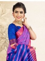 Semi Silk Saree Purple - Image 2