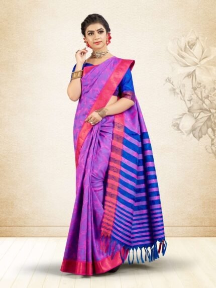 Semi Silk Saree Purple