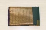 SEMI SILK SAREE-Premium Peacock Green Kanchipuram Silk Saree with Gold Zari Buttas & Contrast Purple Border - Image 2