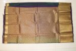 SEMI SILK SAREE-Premium Peacock Green Kanchipuram Silk Saree with Gold Zari Buttas & Contrast Purple Border - Image 3