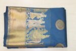 Royal Blue Gold Zari Woven Traditional Silk Saree with Temple Border - Image 2