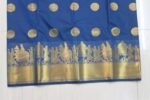 Royal Blue Gold Zari Woven Traditional Silk Saree with Temple Border - Image 3