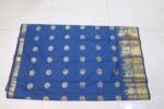 Royal Blue Gold Zari Woven Traditional Silk Saree with Temple Border - Image 5