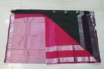 Dark Olive Green Soft Silk Saree with Silver Zari Butta & Rani Pink Rich Pallu - Image 4
