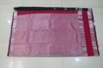 Dark Olive Green Soft Silk Saree with Silver Zari Butta & Rani Pink Rich Pallu - Image 3