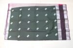 Dark Olive Green Soft Silk Saree with Silver Zari Butta & Rani Pink Rich Pallu - Image 2