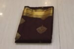 Classic Chocolate Brown Kanchipuram Soft Silk Saree with Rich Gold Zari Border & Traditional Pallu - Image 5