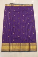 Royal Purple & Peacock Teal Kanchipuram Soft Silk Saree with Rich Gold Zari Pallu - Image 3
