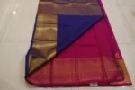 Rani Pink Kanchipuram Style Soft Silk Saree with Royal Blue Border & Gold Zari Weaving - Image 2