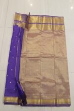 Royal Violet Kanchipuram Soft Silk Saree with Bridal Procession Zari Border & Rich Gold Pallu - Image 4