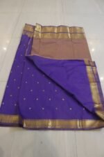 Royal Violet Kanchipuram Soft Silk Saree with Bridal Procession Zari Border & Rich Gold Pallu - Image 3