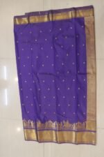 Royal Violet Kanchipuram Soft Silk Saree with Bridal Procession Zari Border & Rich Gold Pallu - Image 2