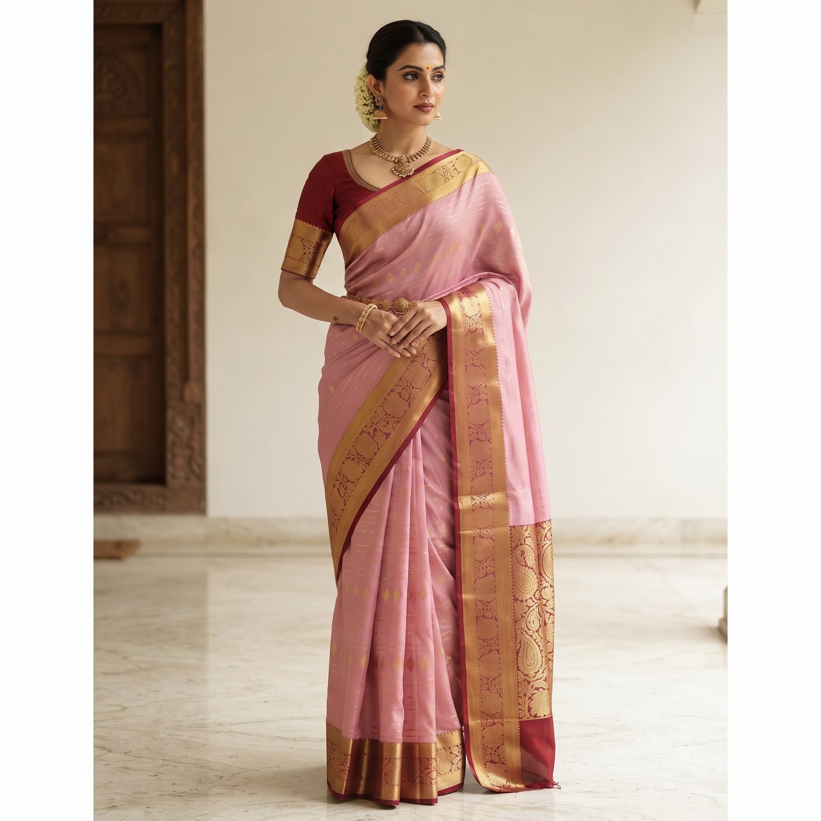 6 SEMI SILK SAREES - Image 1